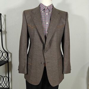Prestige West Men's Sport Coat Blazer Two Button Brown Polyblend Sz About 41R‎